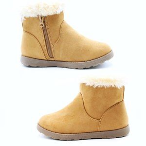 GIRL'S CAT JACK ANKLE BOOTS SIZE 1 FUR LINED HAIDEN SHEARLING MICROSUEDE FLEECE